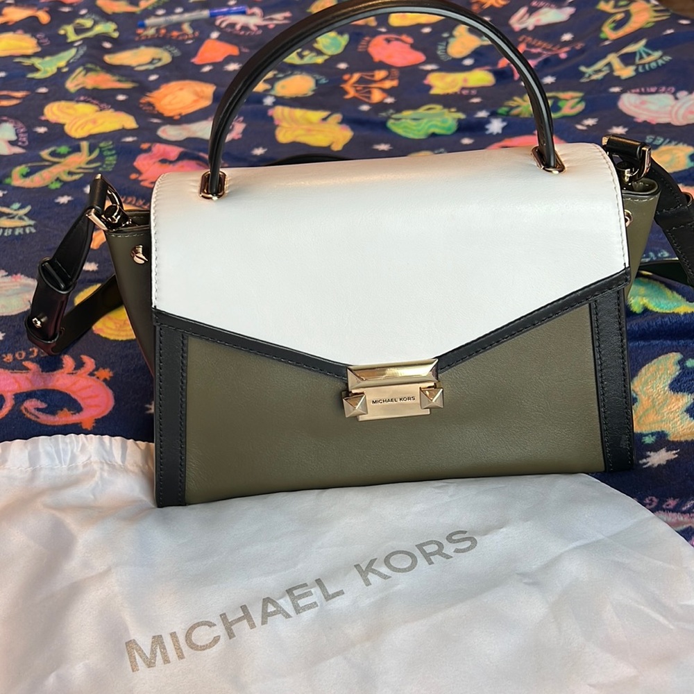 Michael Kors Tri-color Leather Satchel Olive Combo